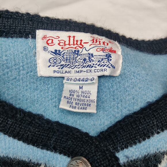 Vtg Tally Ho Wool Winter Fair Isle Thick Knit Cardigan Sweater Medium - Picture 6 of 10